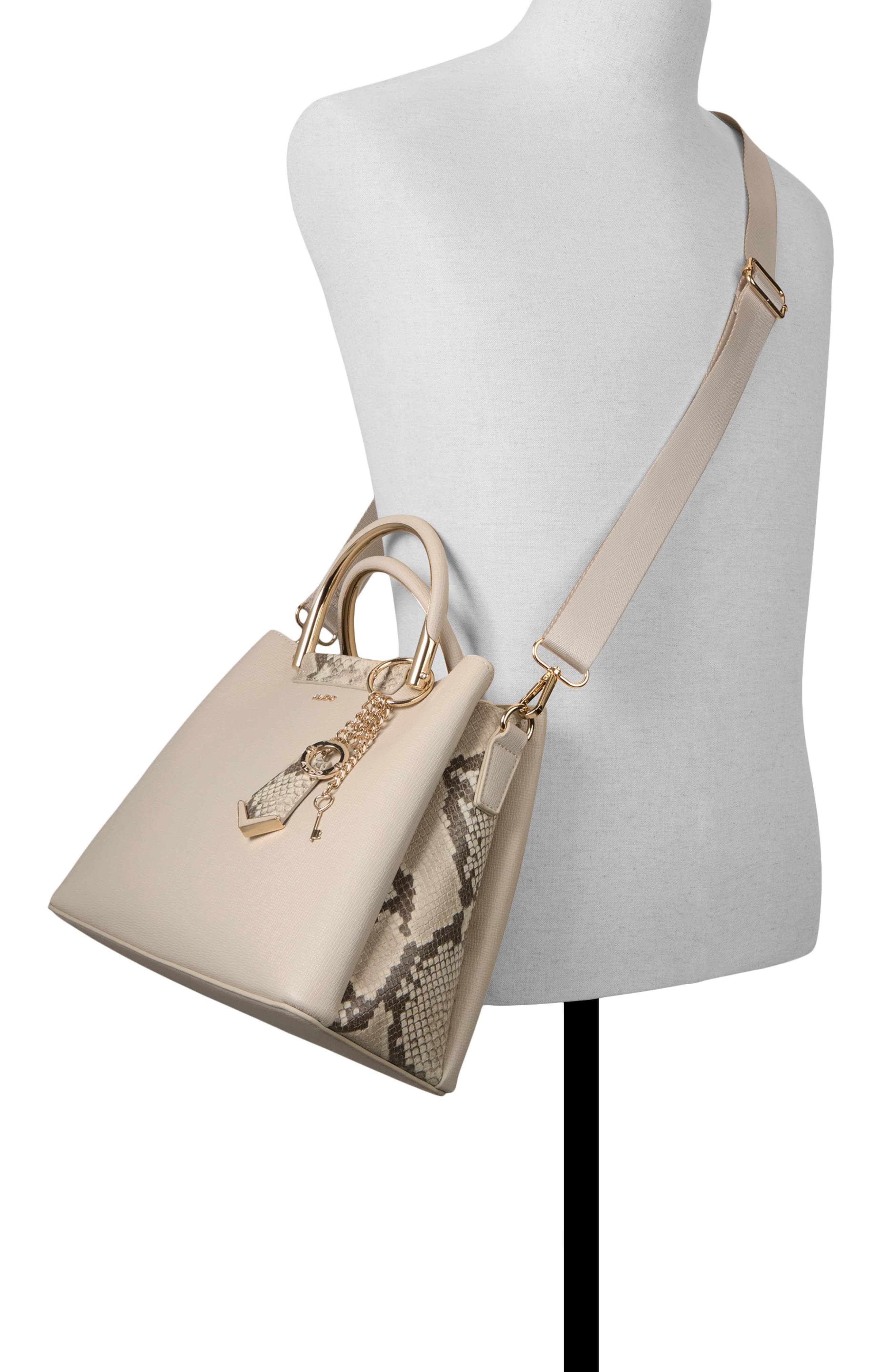 ALDO Cloenaa Faux Leather Satchel, Alternate, color, Taupe