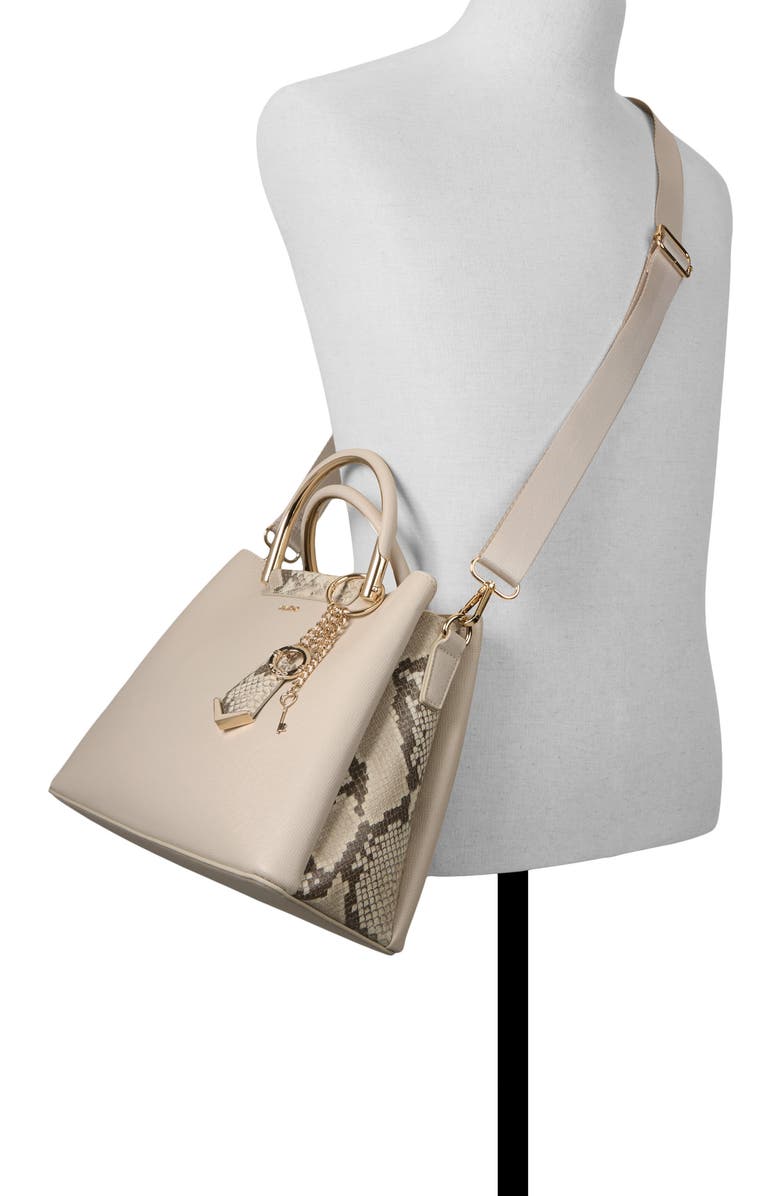 ALDO Cloenaa Faux Leather Satchel, Alternate, color, Taupe