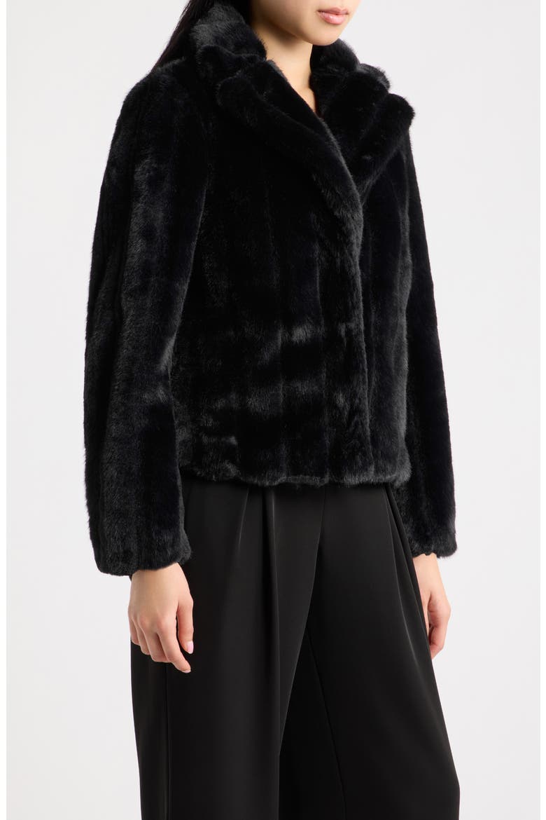 Faux Fur Crop Jacket, Alternate, color, ANNE BLACK