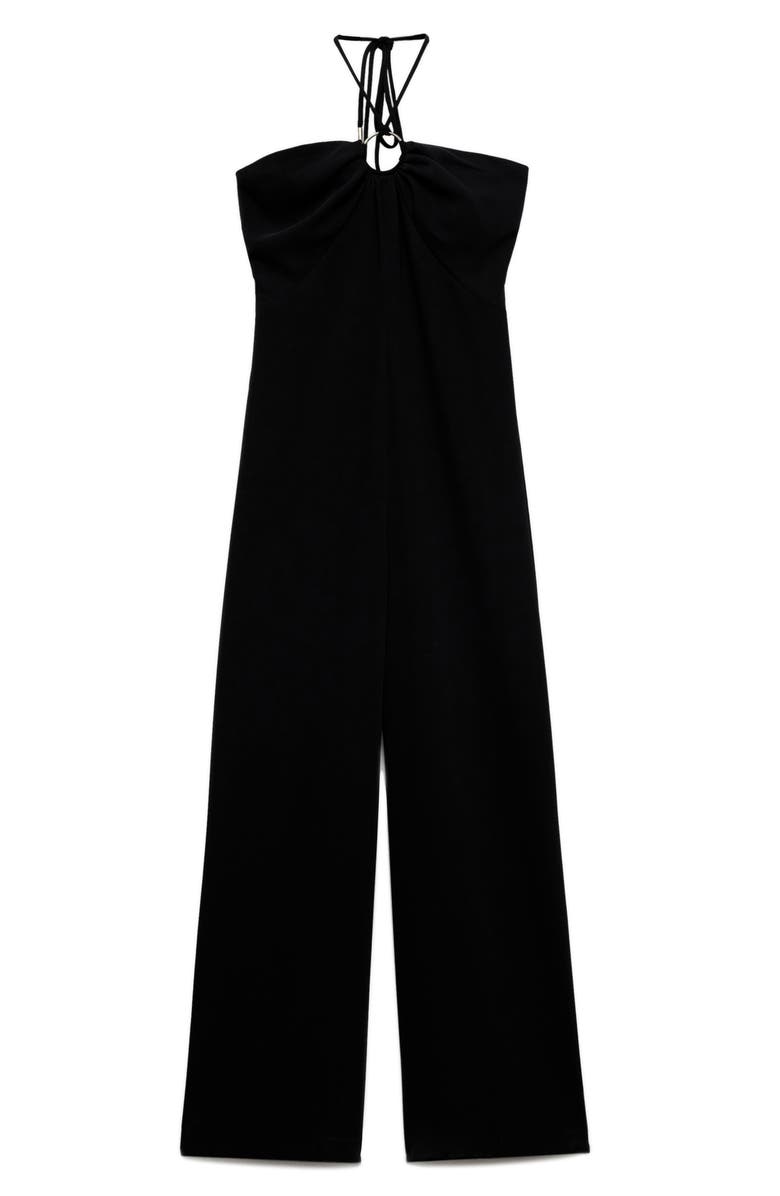 MANGO O-Ring Halter Straight Leg Jumpsuit, Alternate, color, Black