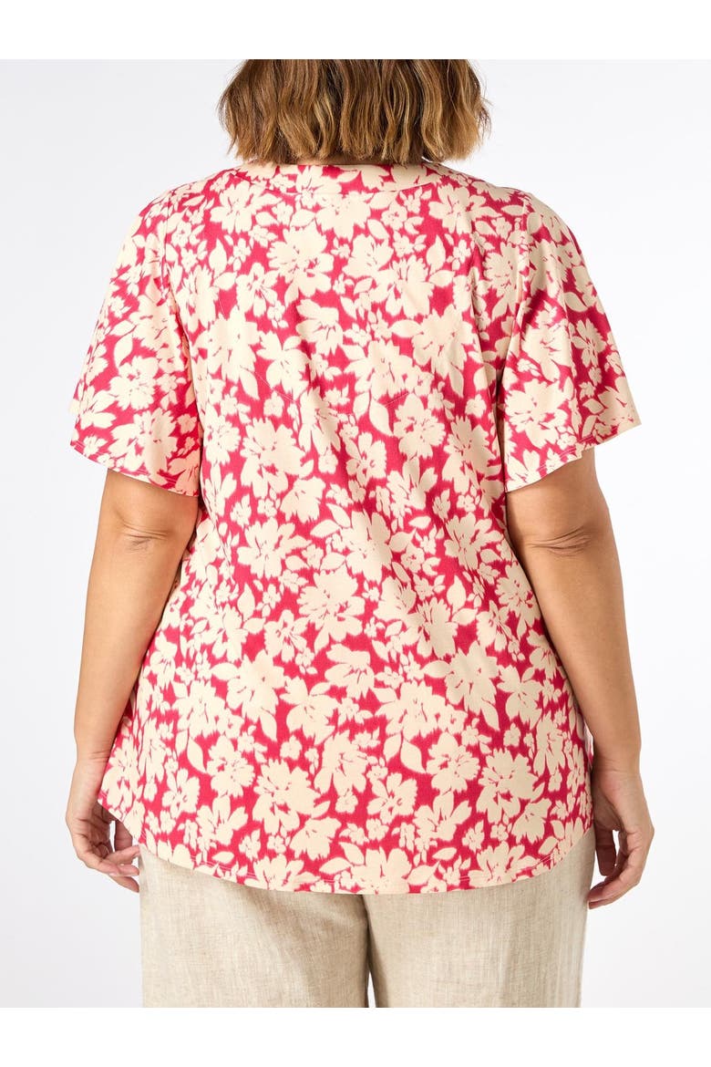 Floral Print Jersey Pleat Front Top, Alternate, color, Pink