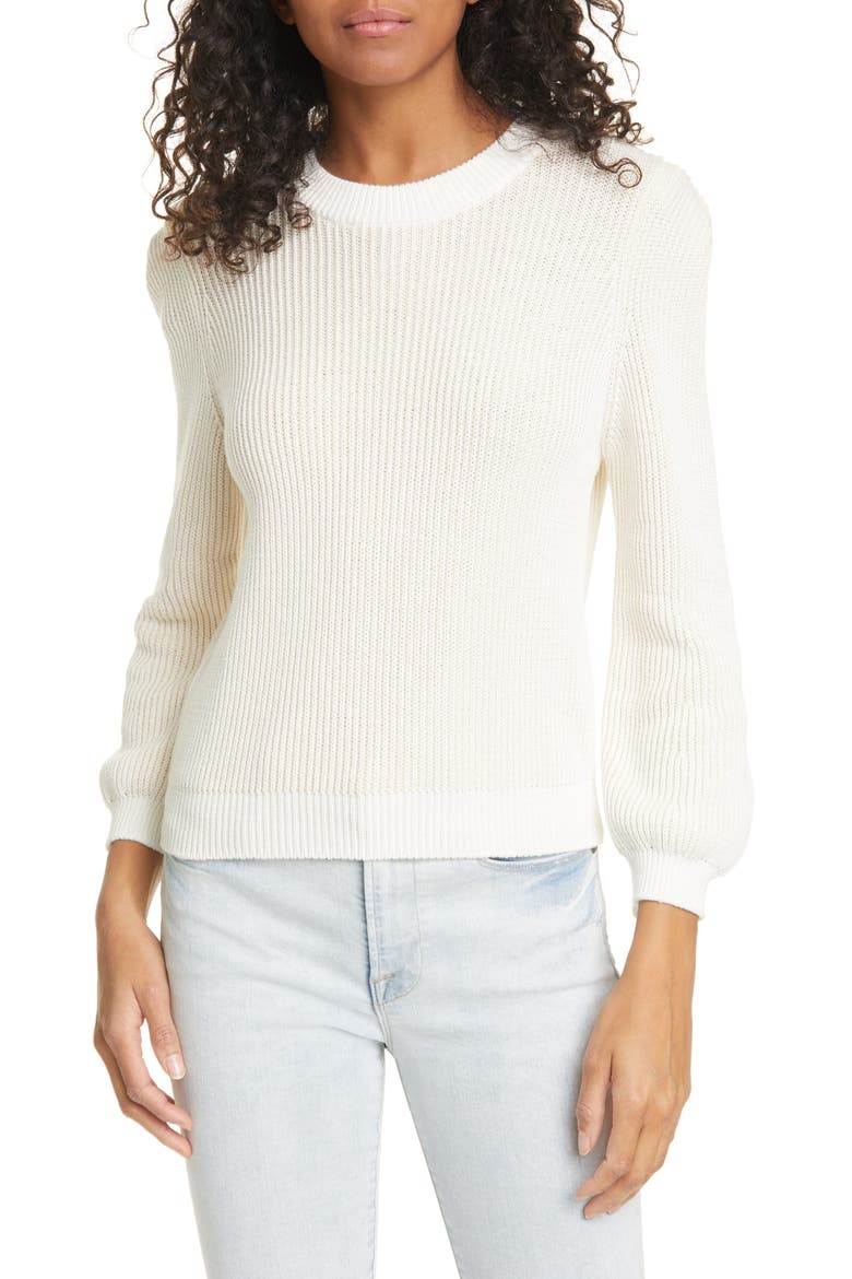 Rib Organic Cotton Sweater, Main, color, BLANC MULTI