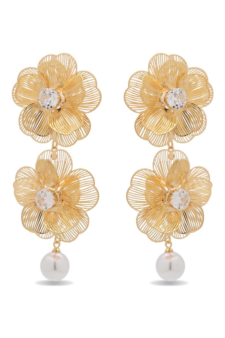 Norah Flower Statement Earrings, Alternate, color, GOLD