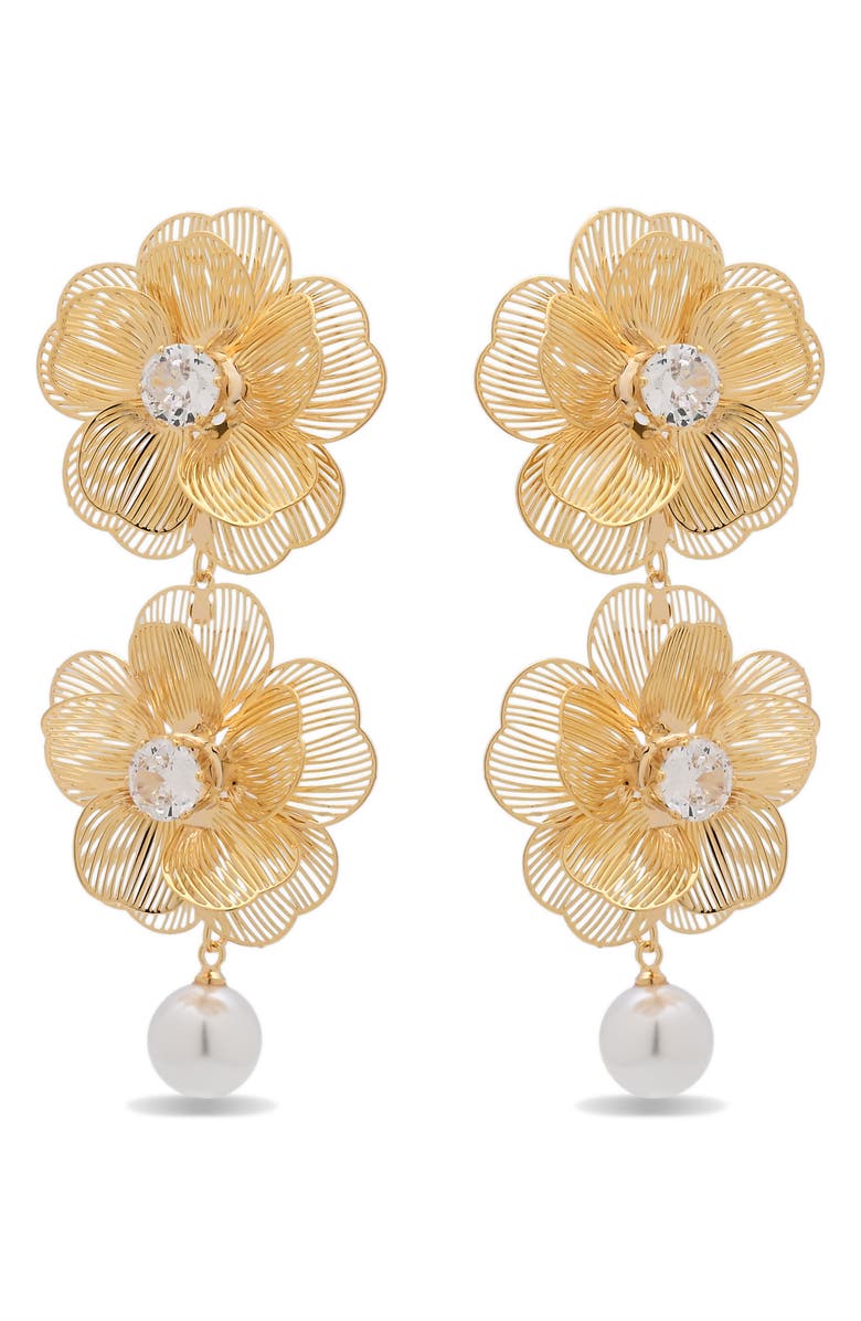 EYE CANDY LOS ANGELES Norah Flower Statement Earrings, Alternate, color, Gold