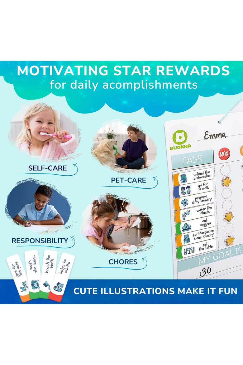 Magnetic Chore Chart for Kids - Visual Responsibility and Behavior Board for Children, Toddlers, and Teens, Alternate, color, 84 Magnets & 102 Stars