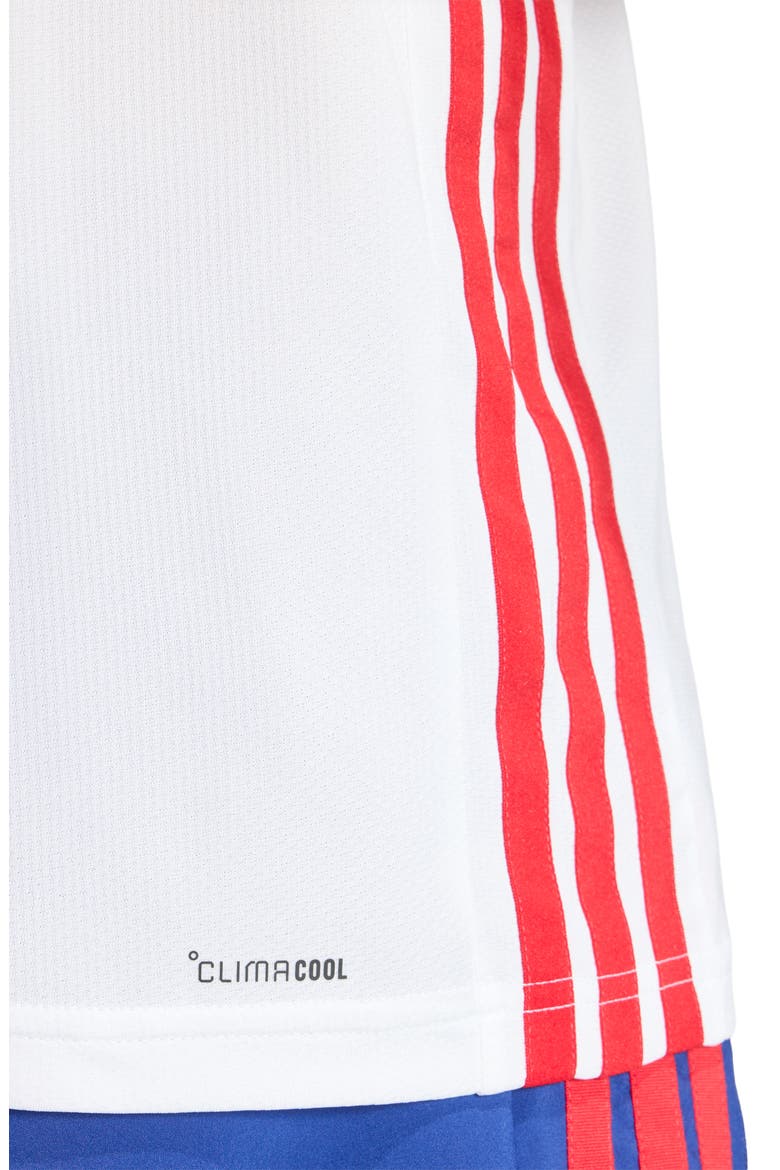 Workout Essentials Climacool 3-Stripes T-Shirt, Alternate, color, WHITE/ BETTER SCARLET
