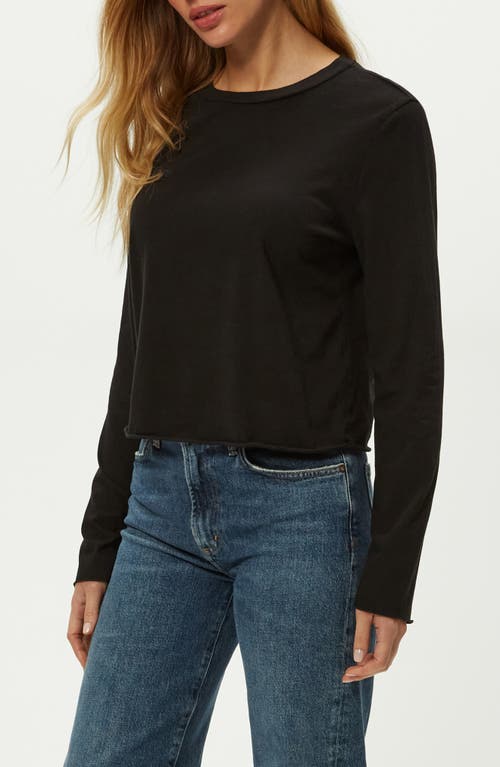 Michael Stars Aiko Rolled Edge Long Sleeve Cotton T-shirt In Black