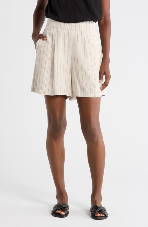 Stripe Linen Blend Shorts
