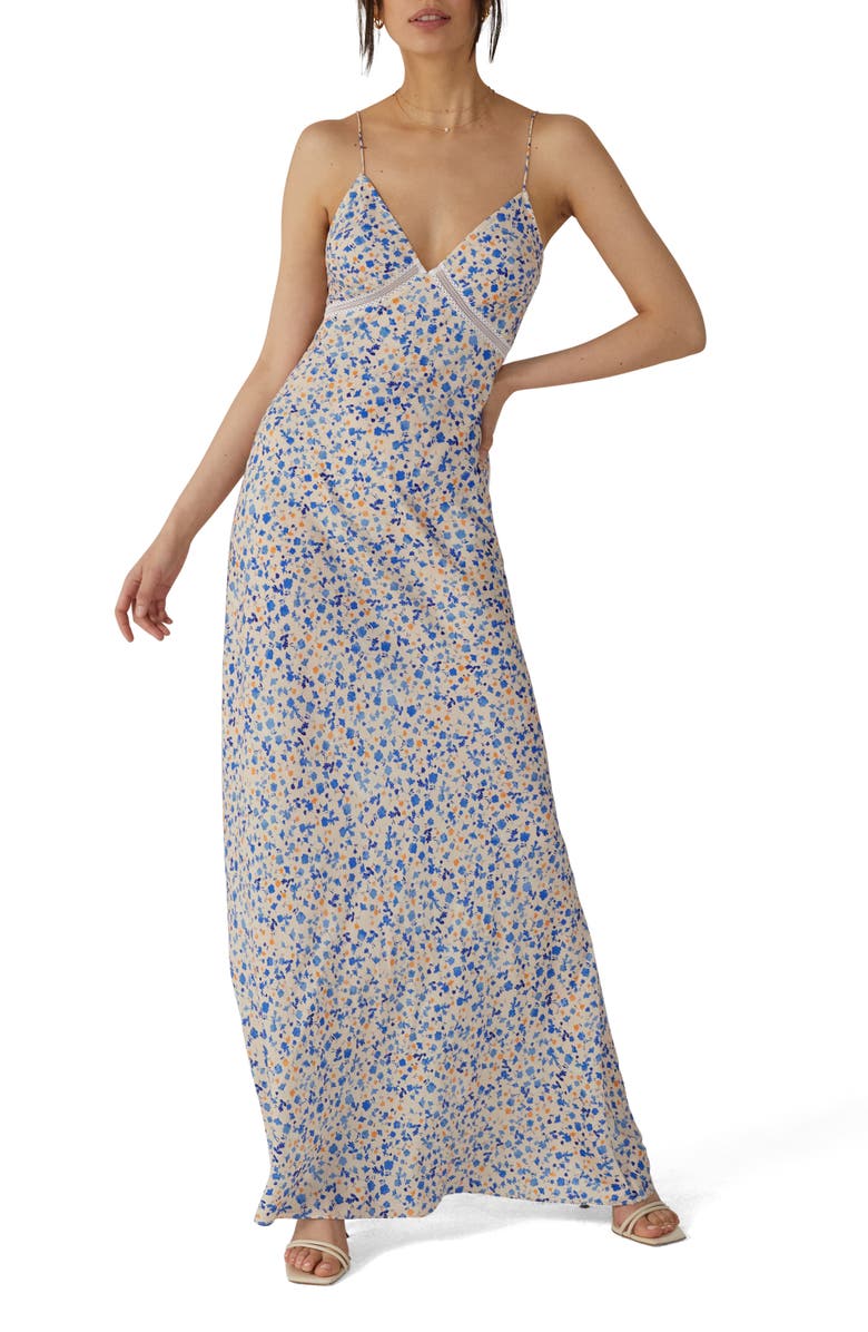 Favorite Daughter The Blackberry Floral Satin Maxi Dress, Main, color, 