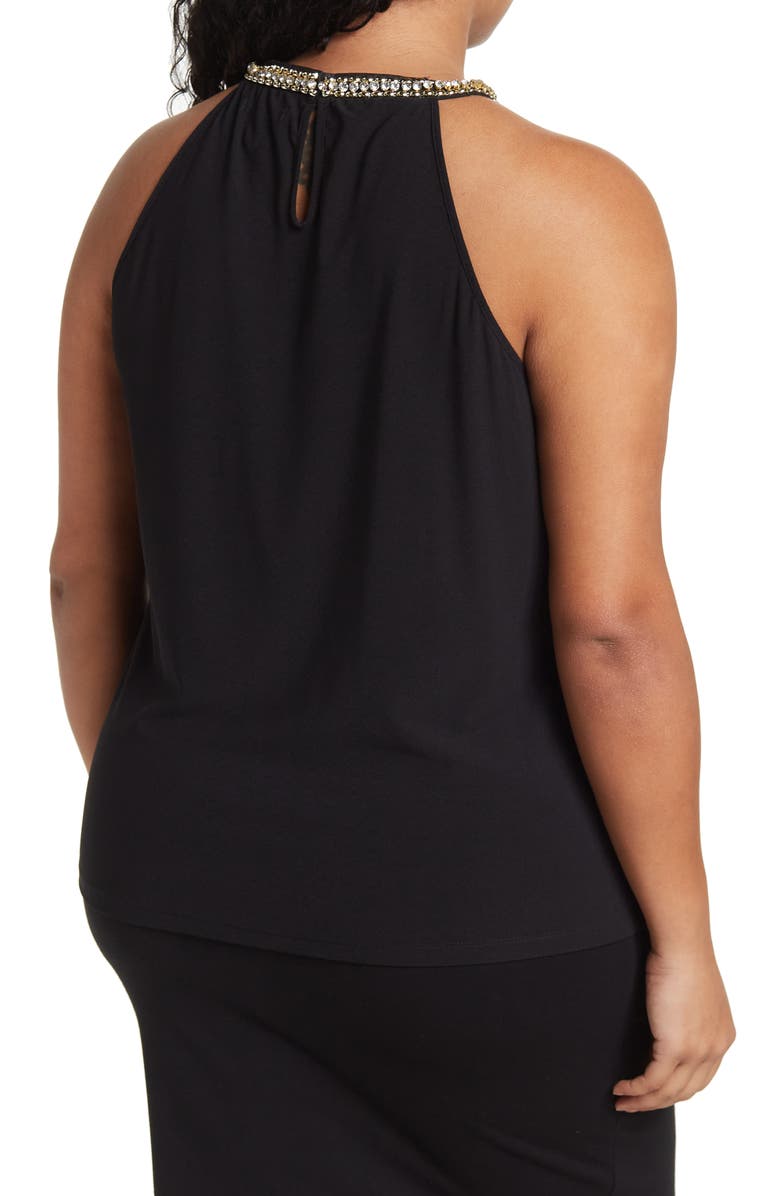 BY DESIGN Rhinestone Trim Mock-Neck Blouse, Alternate, color, Black