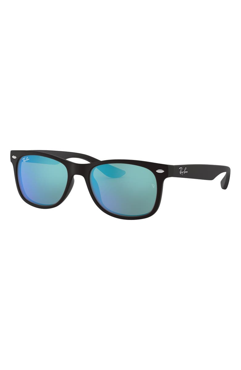 Ray-Ban Junior 50mm Wayfarer Mirrored Sunglasses, Alternate, color, Black/ Blue Mirror