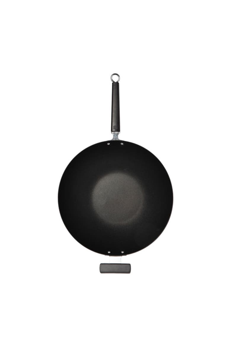 Carbon Steel Ceramic Nonstick Flat Bottom Wok with Phenolic Handles, 14-Inch, Alternate, color, Black