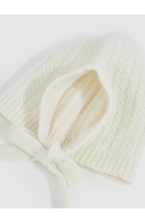 Reiss Storm Chunky Knit Cashmere Beanie With Back Bow In Neutral