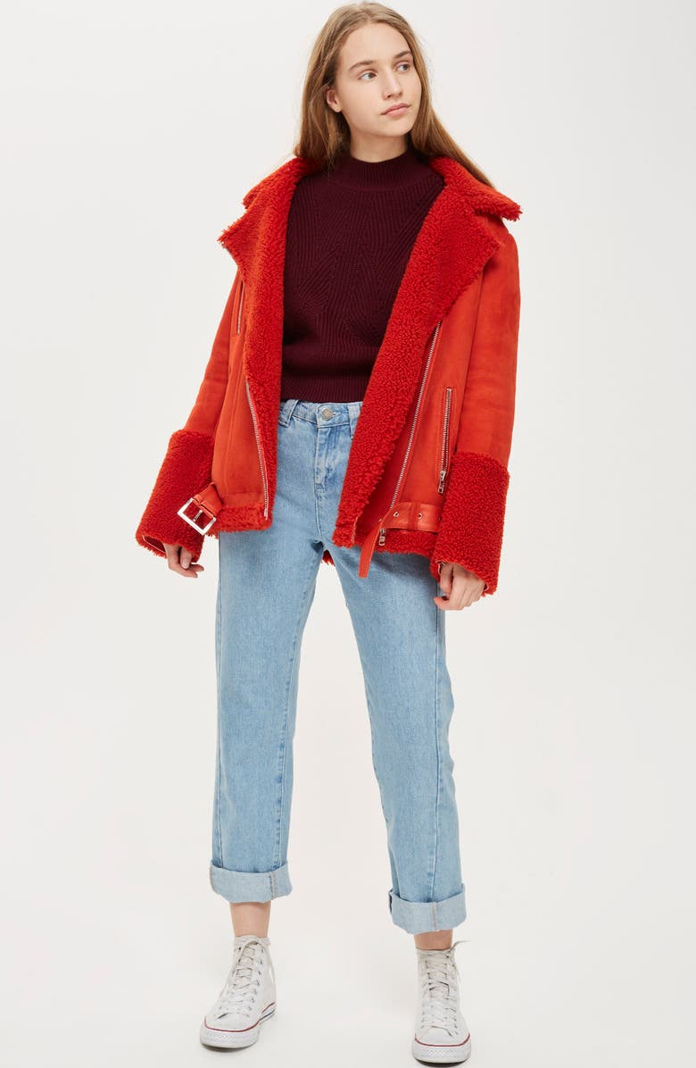 Topshop Lace-Up Back Sweater, Alternate, color, 