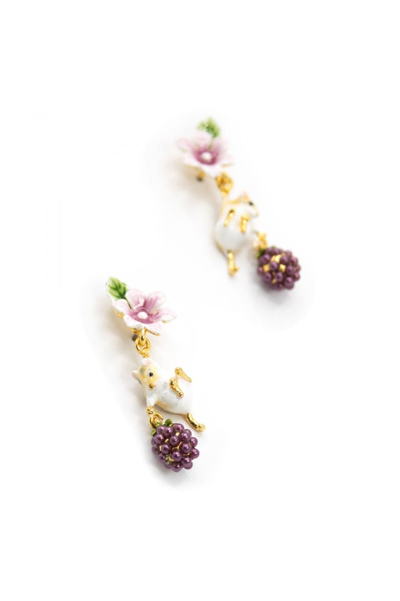 Blackberry & Mouse Drop Earrings, Alternate, color, Blackberry & Mouse