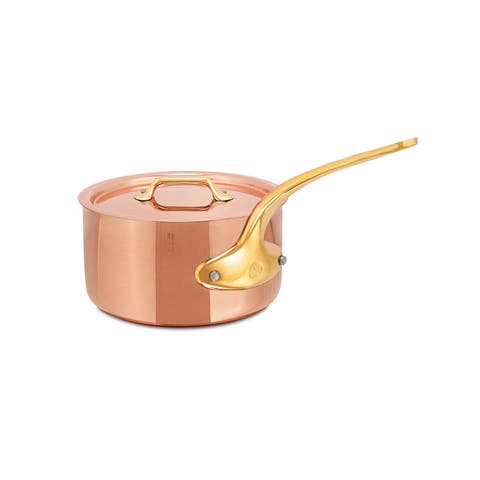 M
Heritage 200 B 2mm Polished Copper 
Stainless Steel Sauce Pan With Lid, And Brass Handles, 1.8-qt