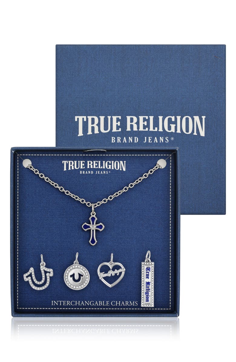 True Religion Interchangeable Charm Necklace Set, Main, color, Silver Tone