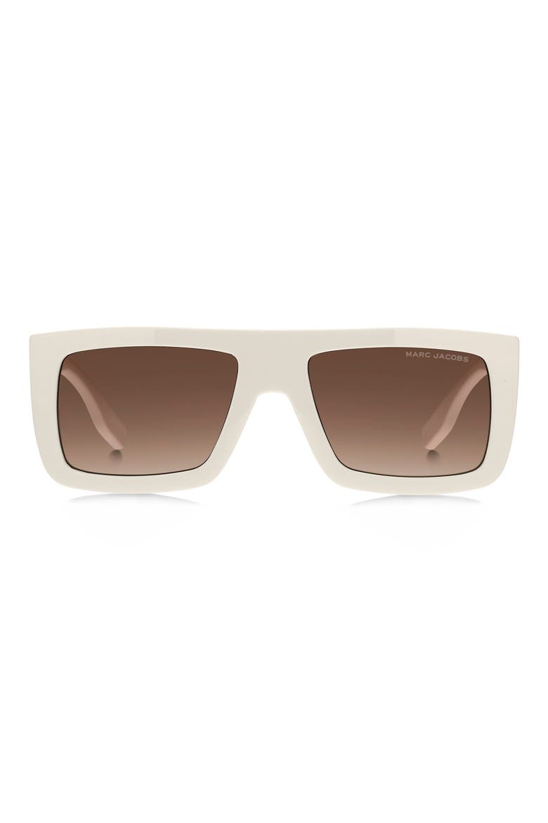53mm Gradient Rectangular Sunglasses, Main, color, IVORY/ BROWN SF