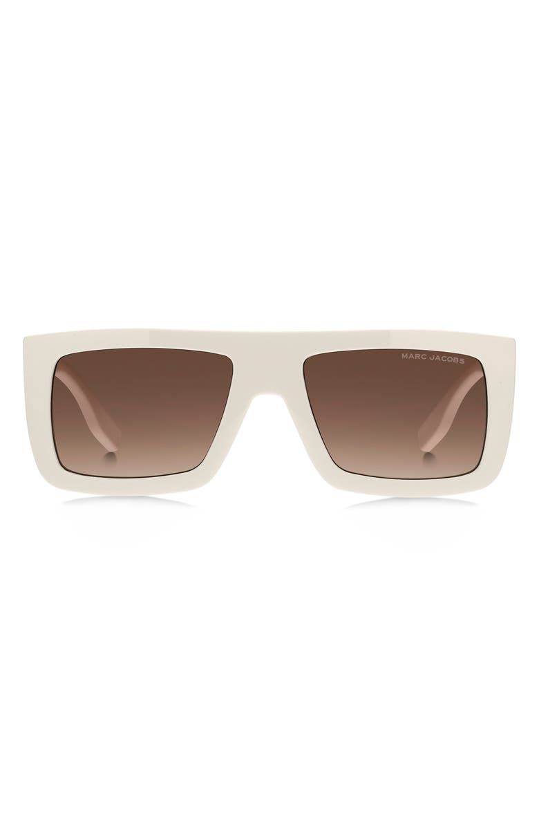 Marc Jacobs 53mm Gradient Rectangular Sunglasses, Main, color, Ivory/ Brown Sf