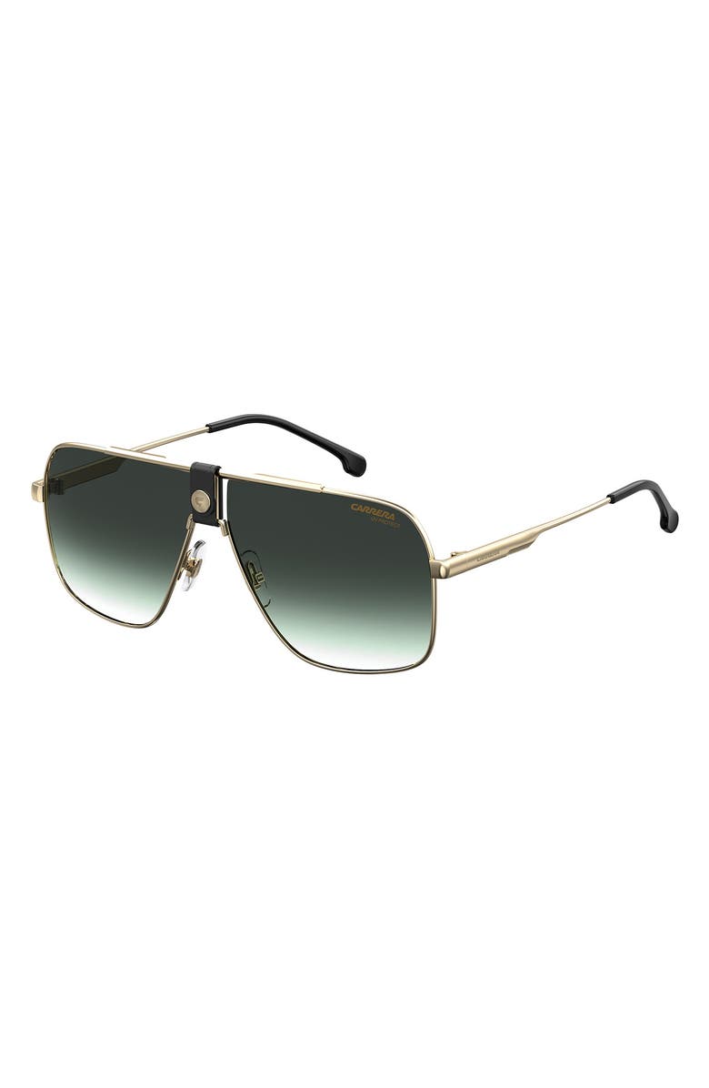Carrera Eyewear 63mm Polarized Gradient Aviator Sunglasses, Alternate, color, Black Gold