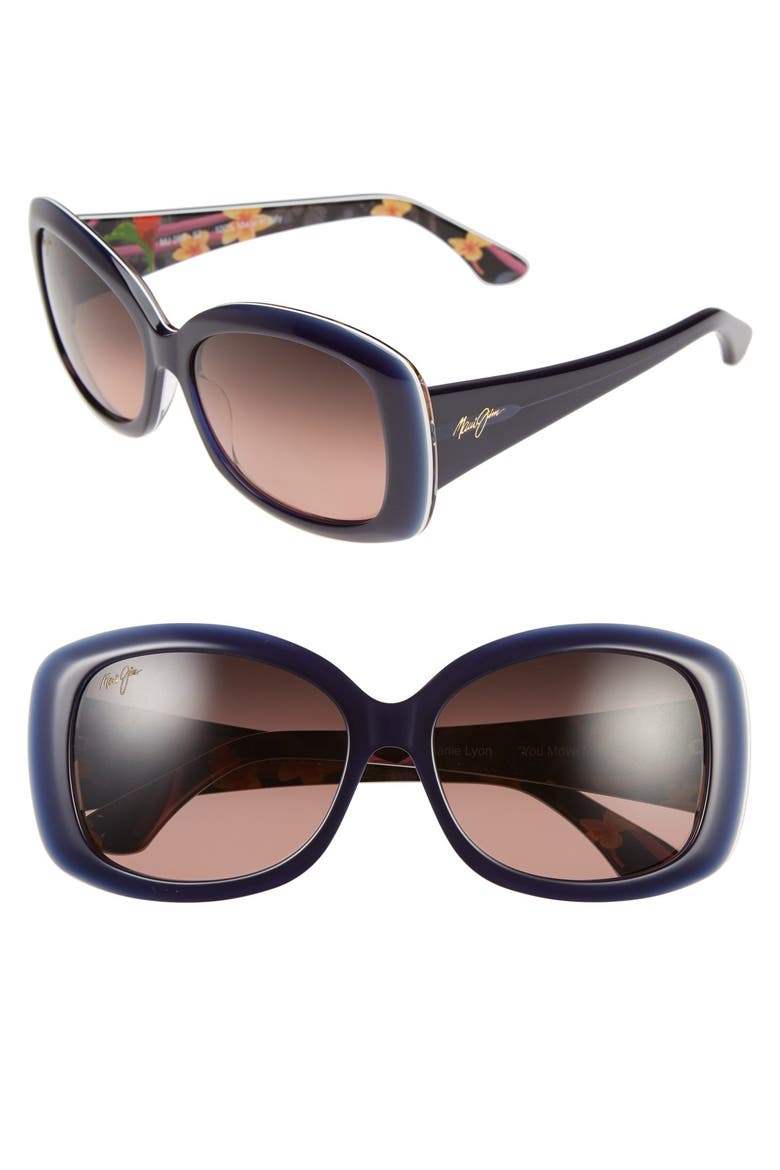 You Move Me 60mm PolarizedPlus2® Sunglasses, Main, color, NAVY/ WHITE/ SILK