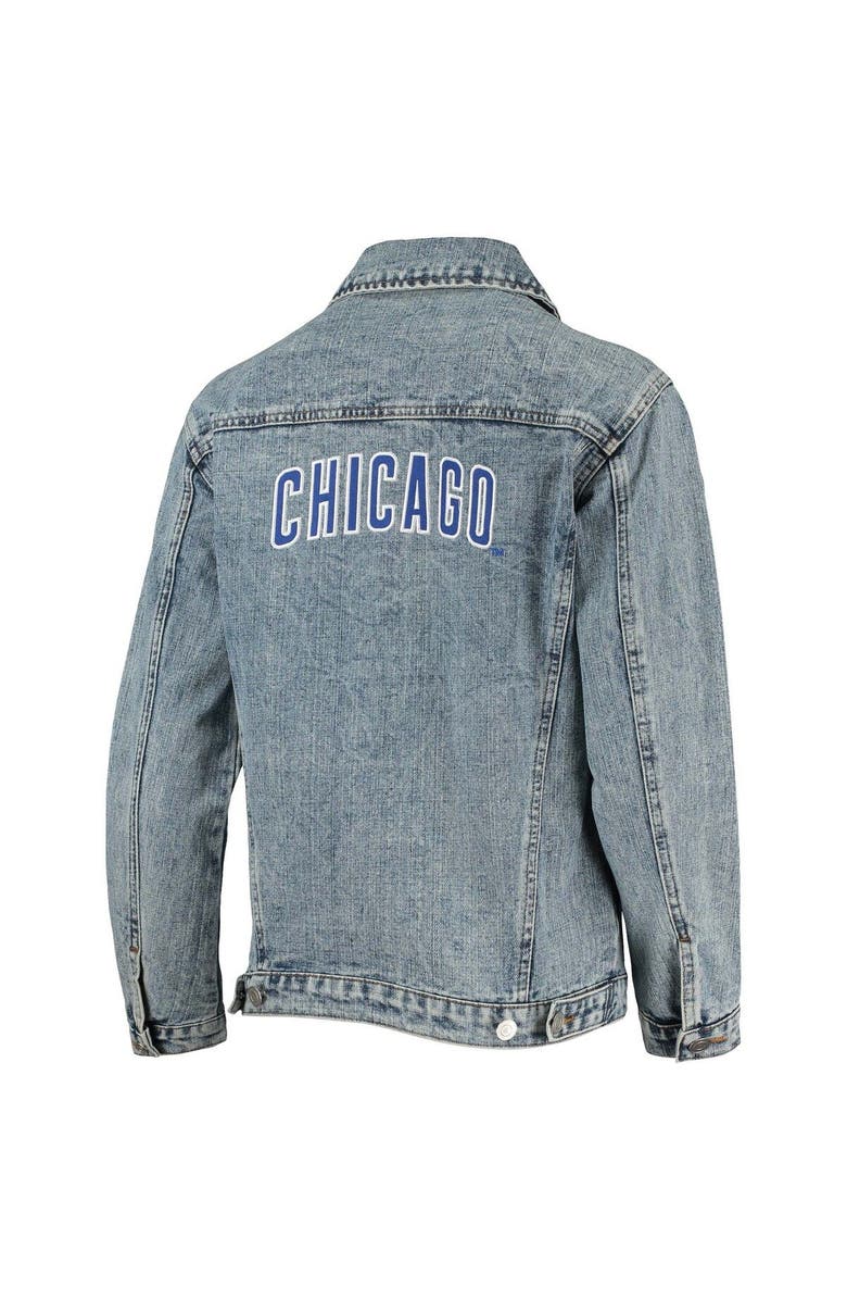 THE WILD COLLECTIVE Women's The Wild Collective Chicago Cubs Team Patch Denim Button-Up Jacket, Alternate, color, 