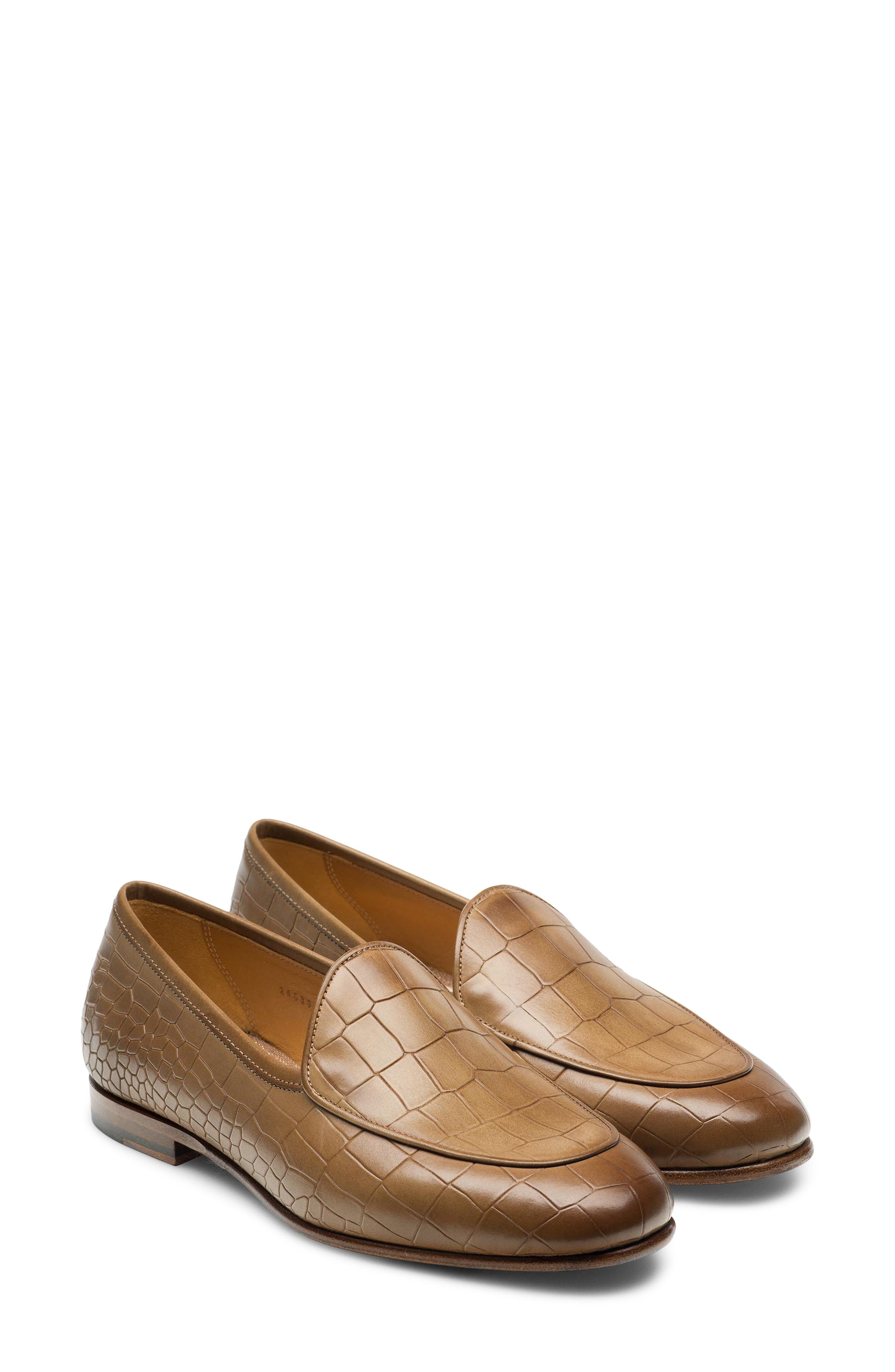Alligator Embossed Loafer, Main, color, TAUPE