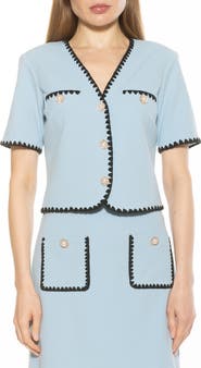 Alexia Admor Willa Embroidered Short Sleeve Jacket