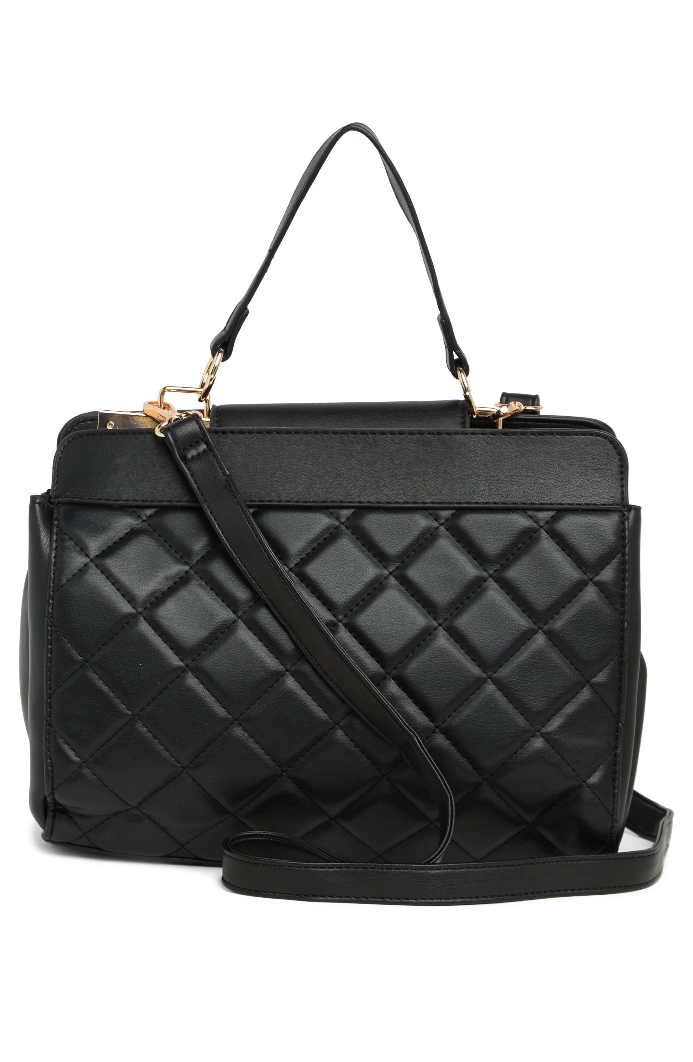 Badgley Mischka Collection Diamond Quilted Tote Bag, Alternate, color, Black