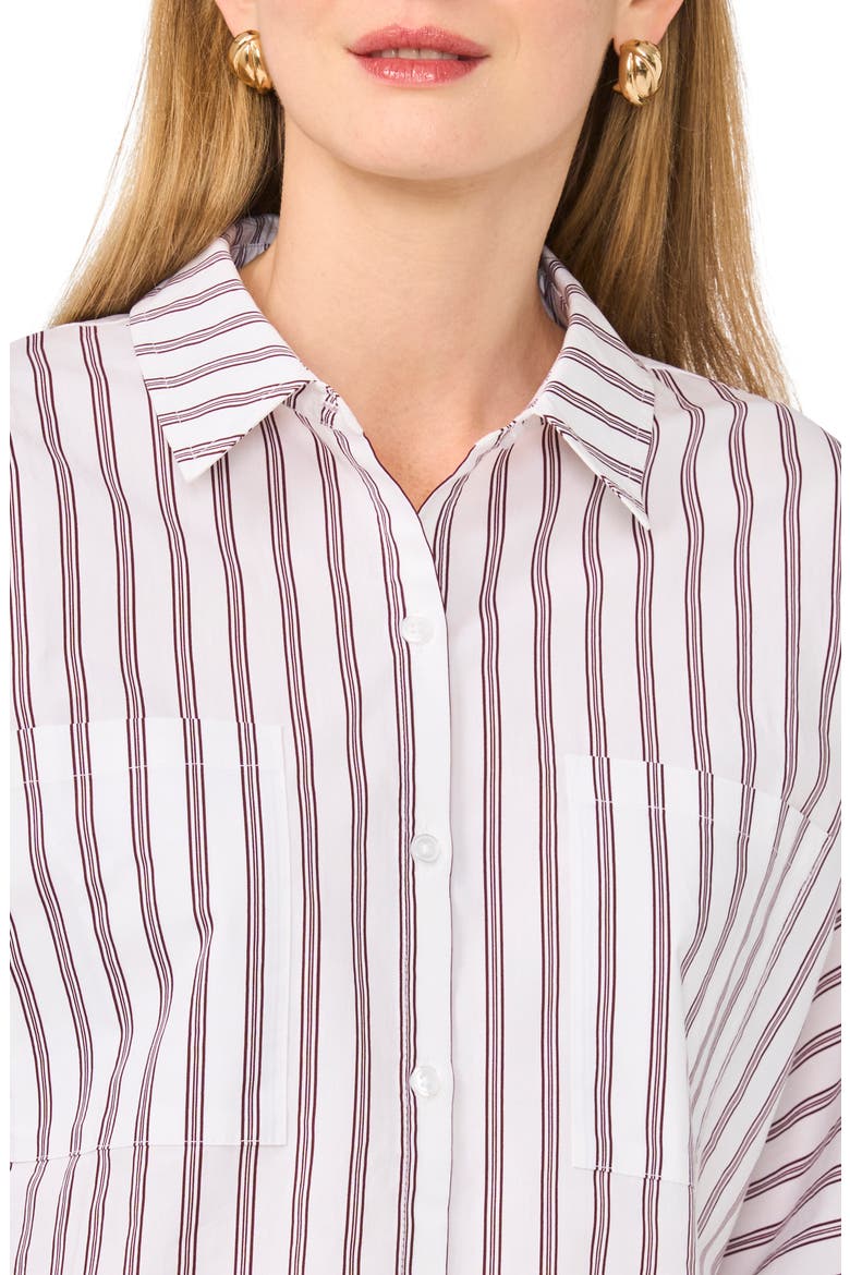Stripe Long Sleeve Button-Up Shirt, Alternate, color, CRISP MERLOT