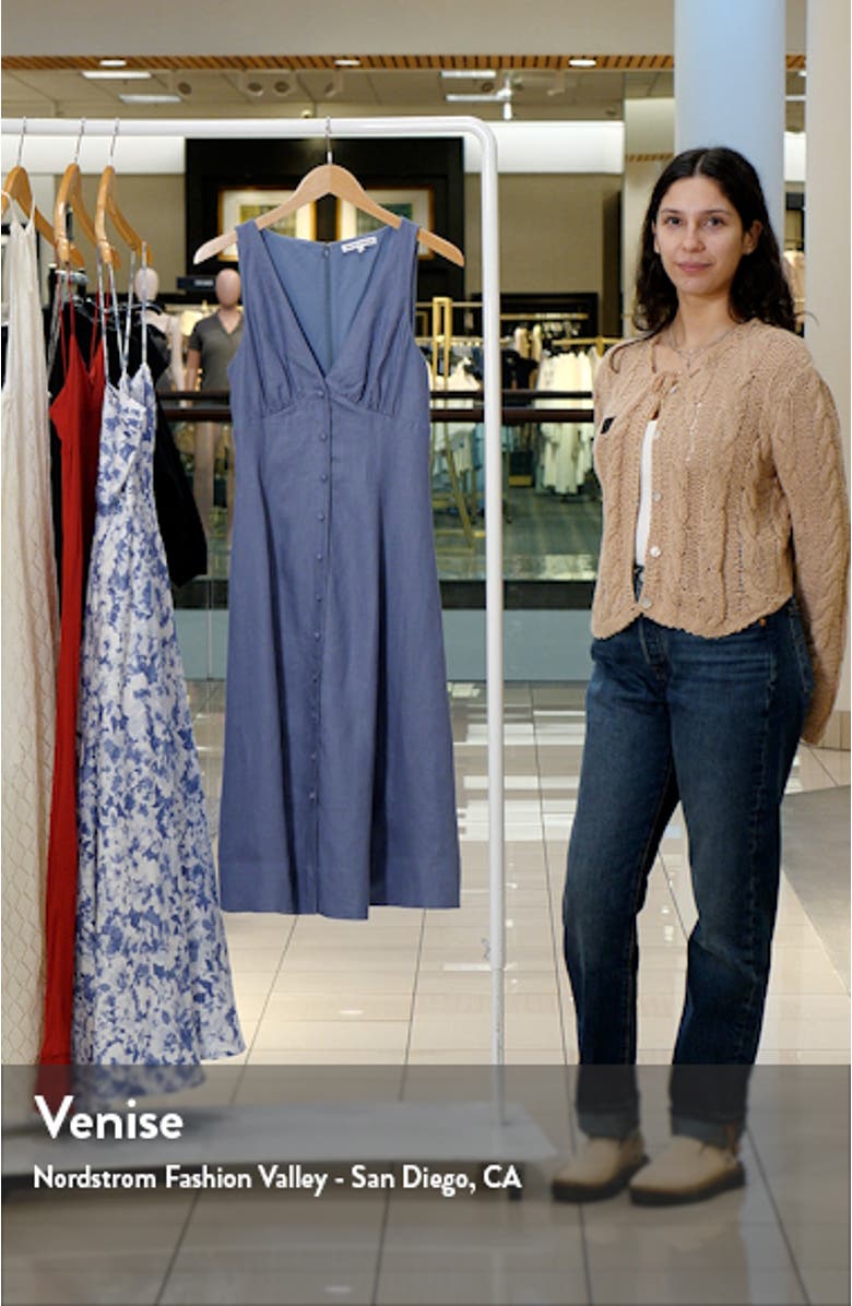 Sebastien Button Front Linen Midi Dress, sales video thumbnail