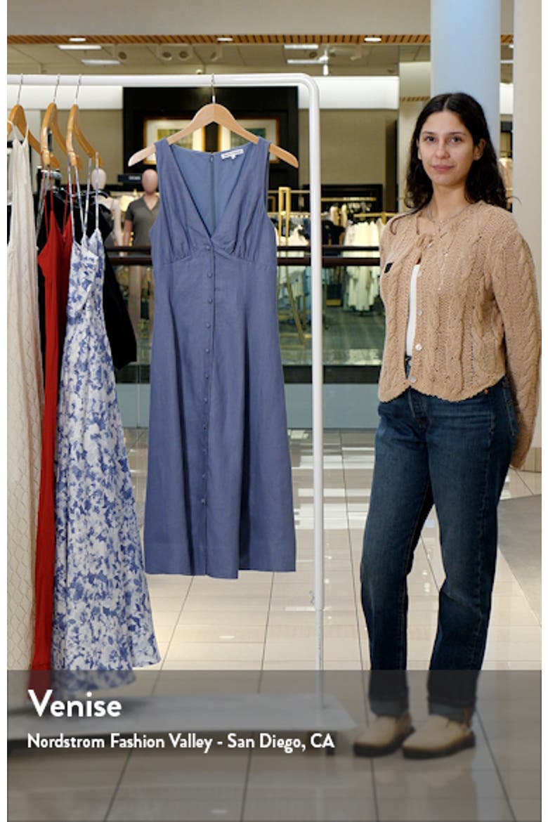 Sebastien Button Front Linen Midi Dress video