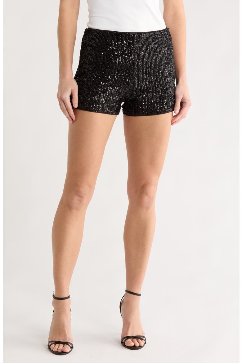Sequin Hot Shorts, Main, color, BLACK