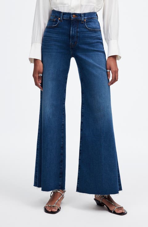 High Waist Crop Wide Leg Jeans (Pelion)