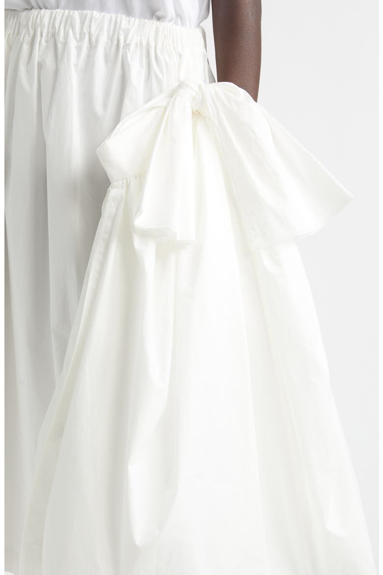 Bow Detail Gathered Tumbled Cotton Skirt, Alternate, color, WHITE