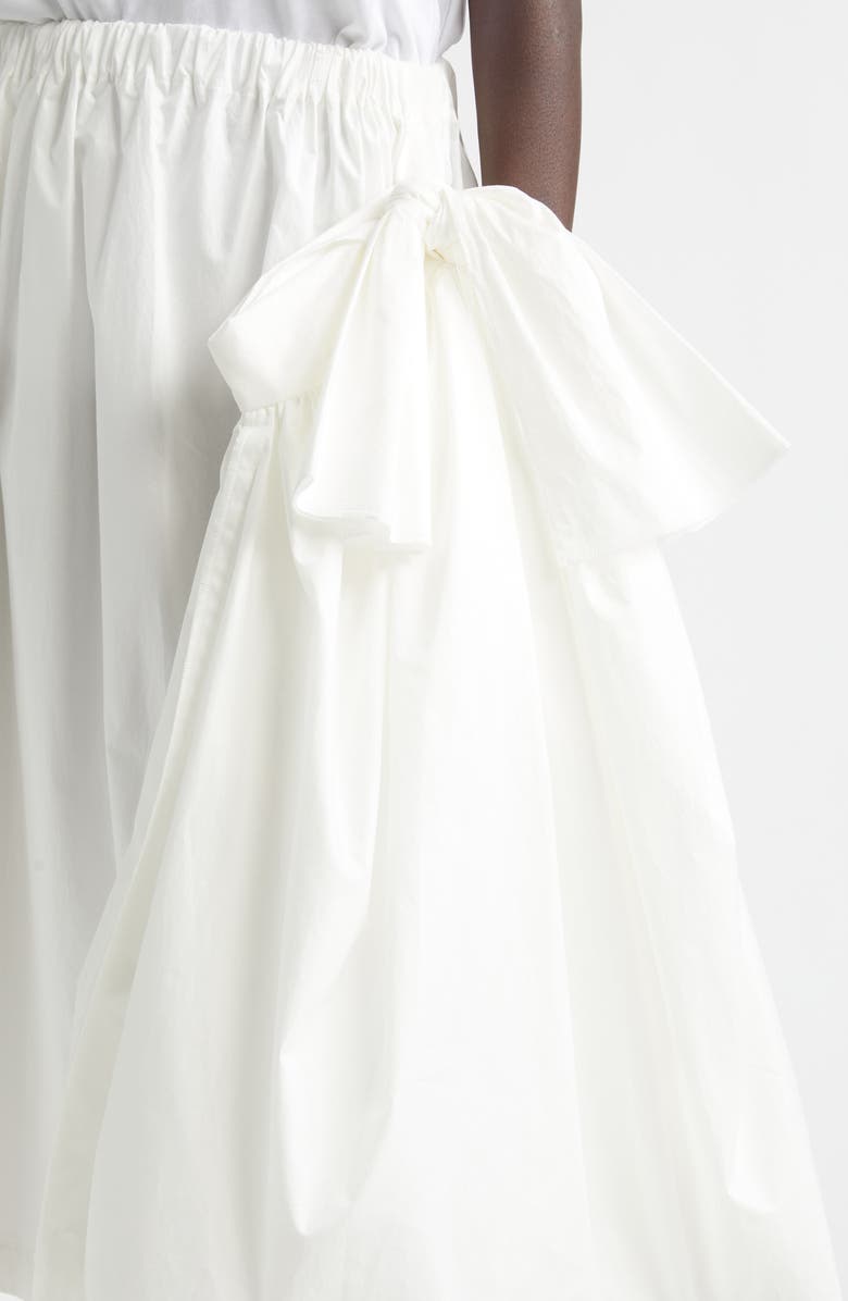 Tao Comme des Garçons Bow Detail Gathered Tumbled Cotton Skirt, Alternate, color, White