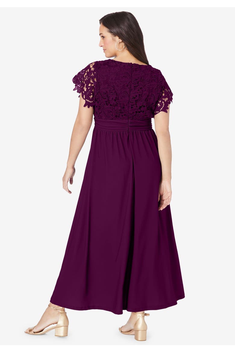 Lace Maxi Dress, Alternate, color, RICH BURGUNDY