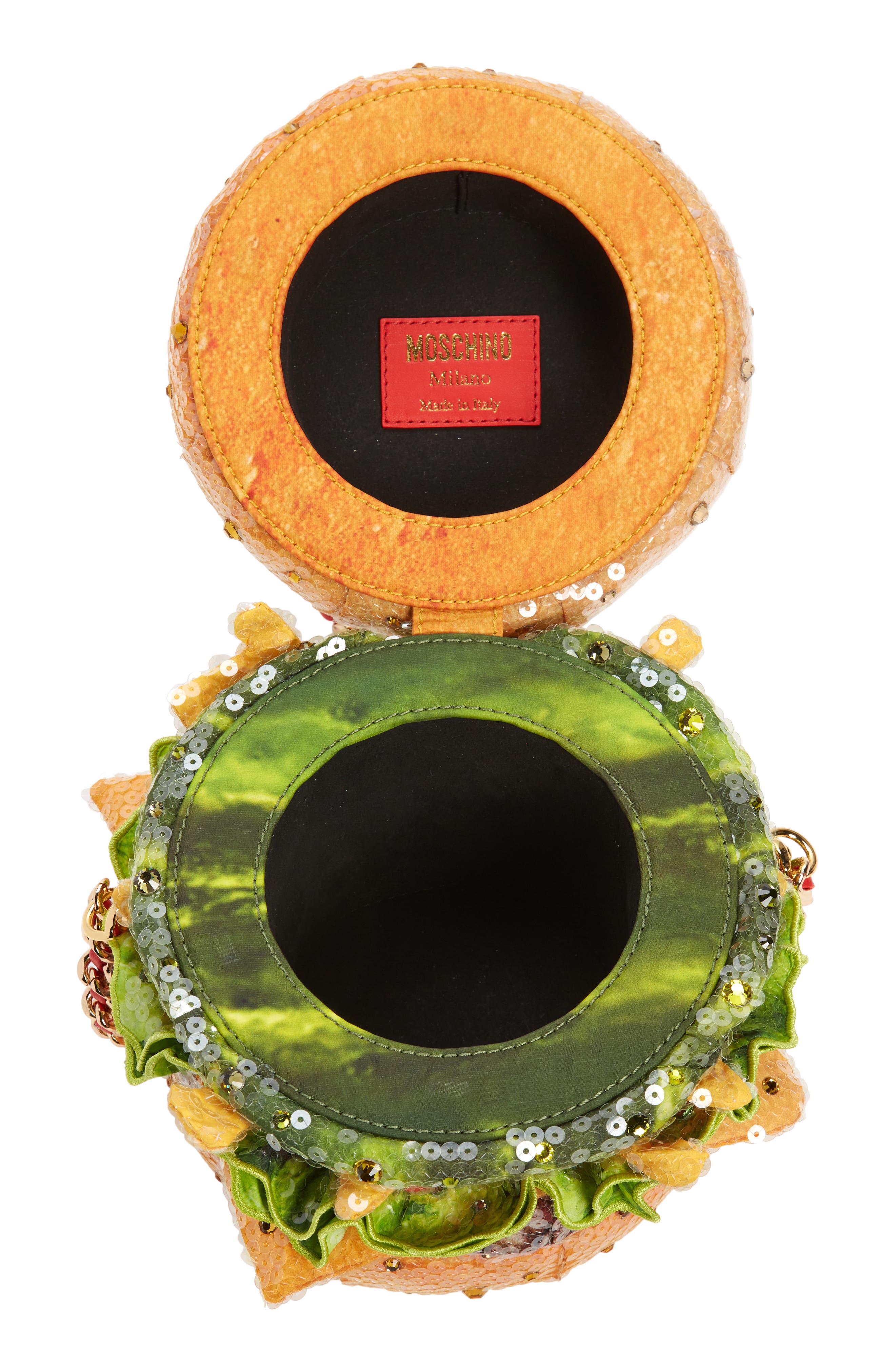 Moschino Diner Group Sequin Cheeseburger Clutch, Alternate, color, 