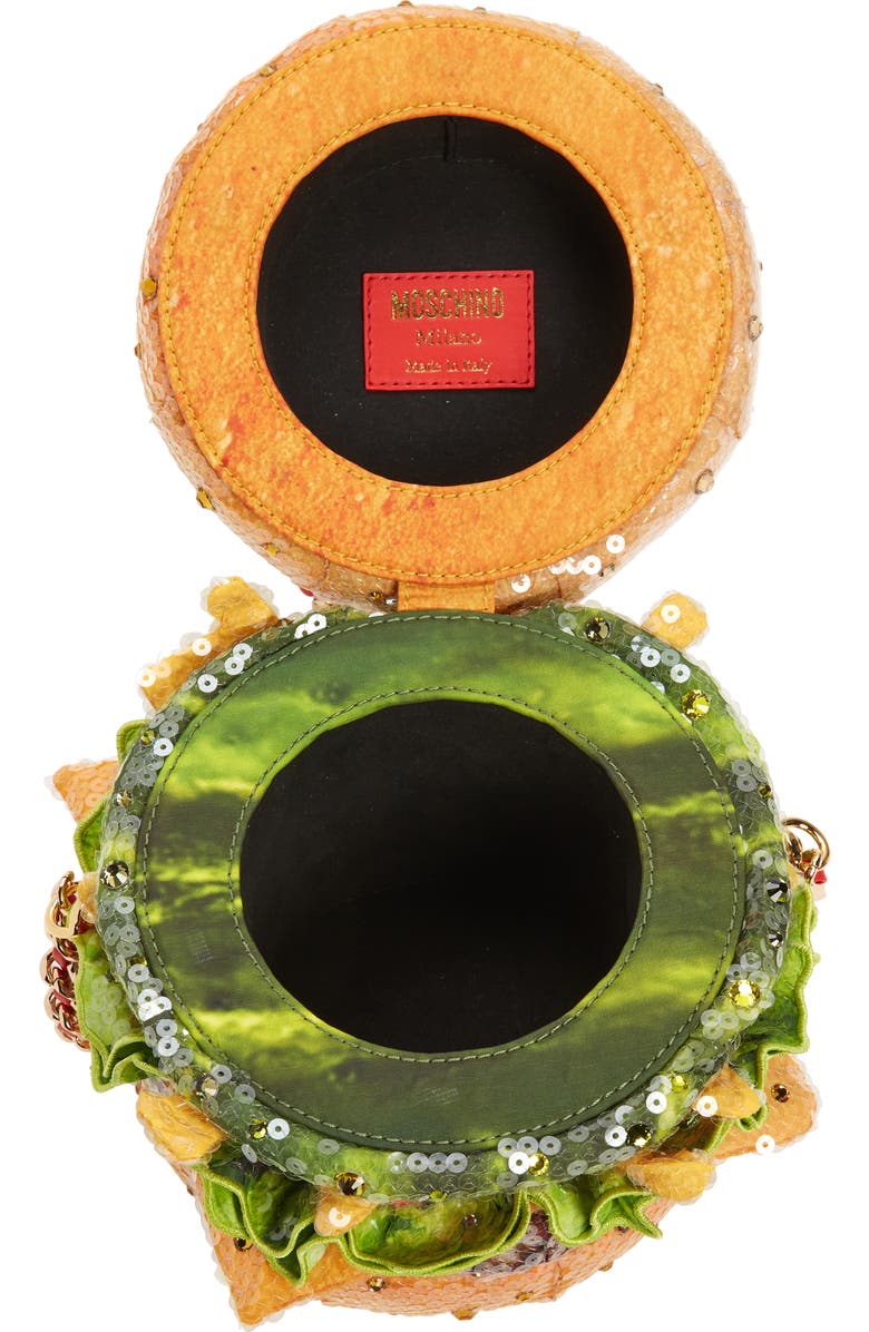 Moschino Diner Group Sequin Cheeseburger Clutch, Alternate, color,
