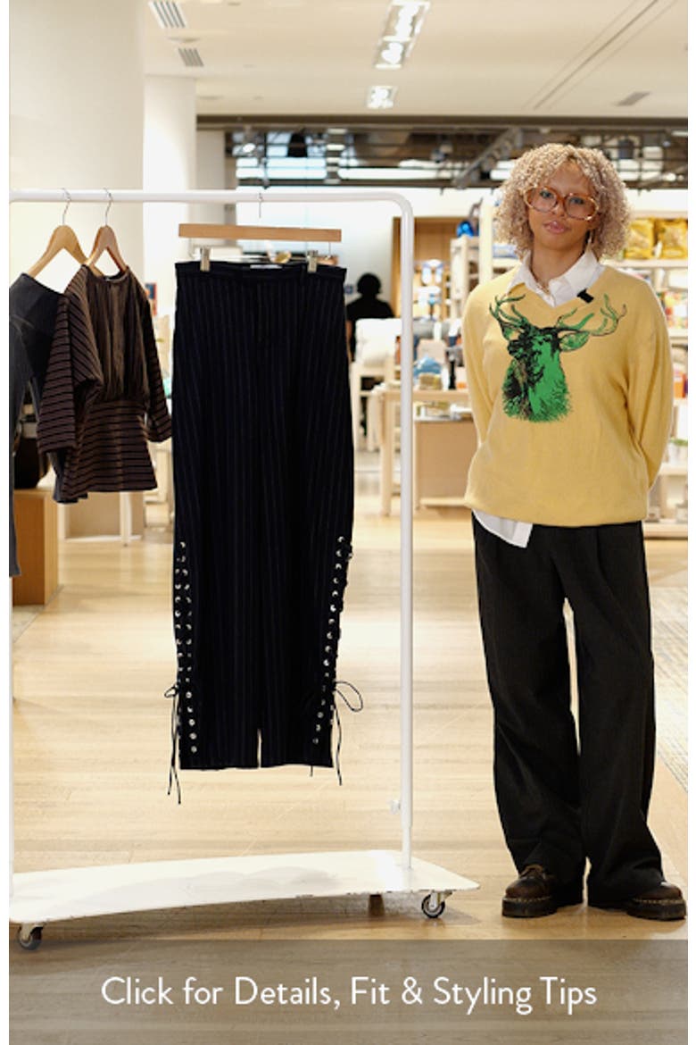 Delirio Lace-Up Wide Leg Pinstripe Pants video