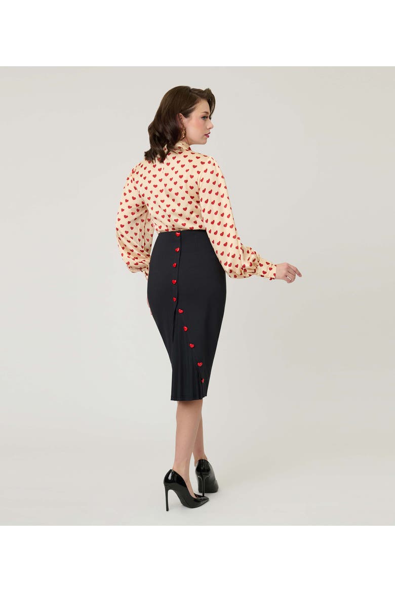 Back Pleat Pencil Skirt, Alternate, color, Black Solid