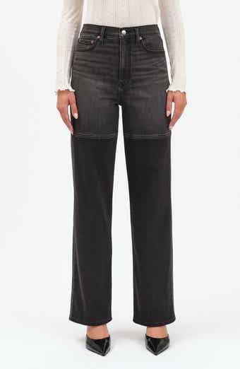 DAZE City Two-Tone High Waist Straight Leg Jeans