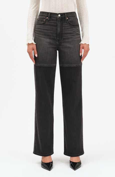 DAZE City Two-Tone High Waist Straight Leg Jeans