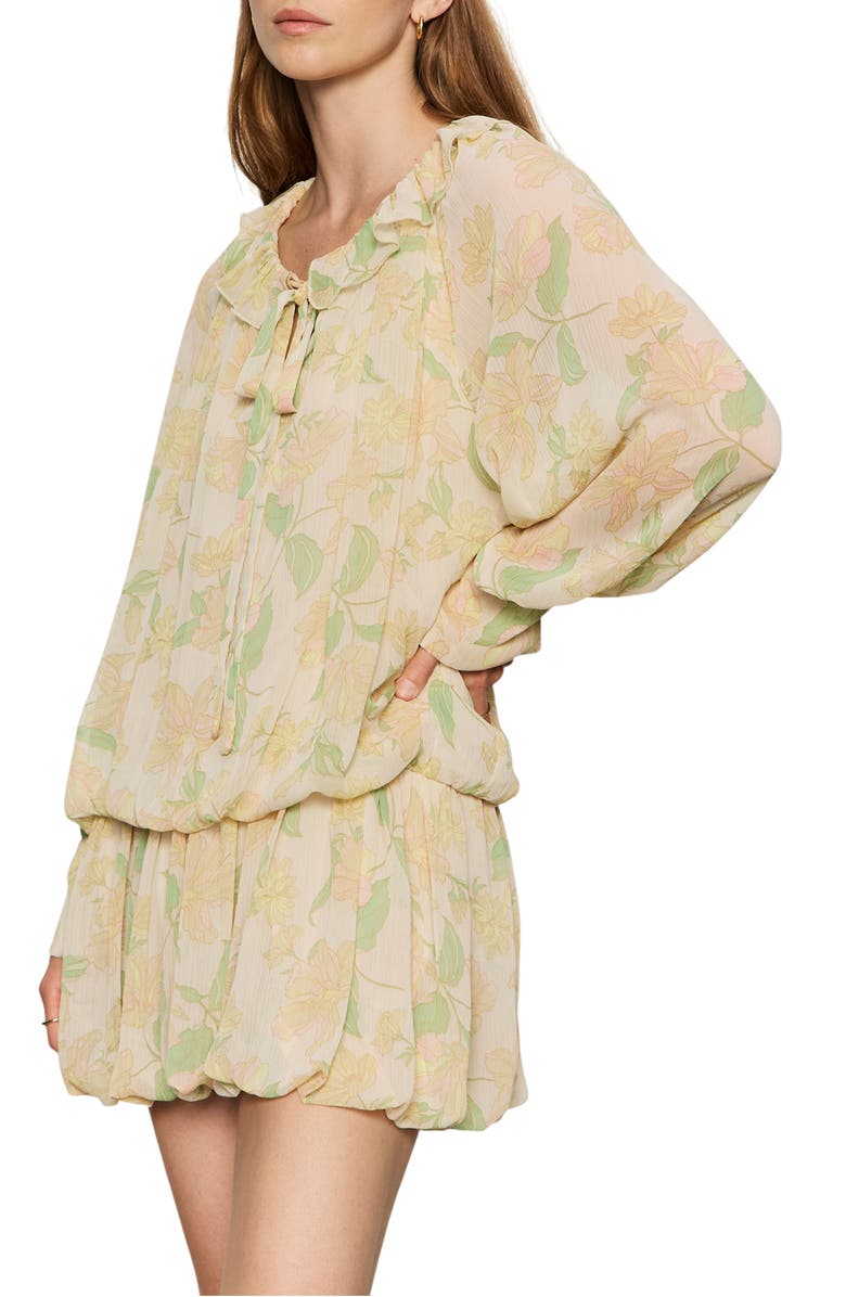 Sanctuary Floral Print Long Sleeve Minidress, Alternate, color, Gentle Lily Yellow