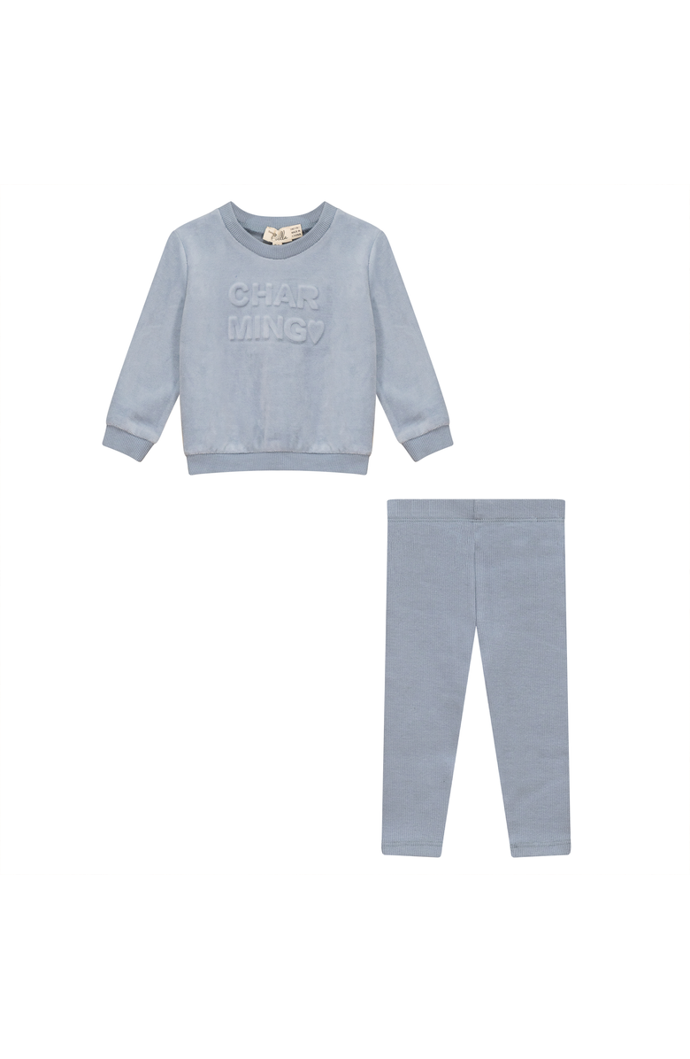 Bebe Bella 2 Piece Velour Top and Ribbed Leggings Set, Main, color, Blue