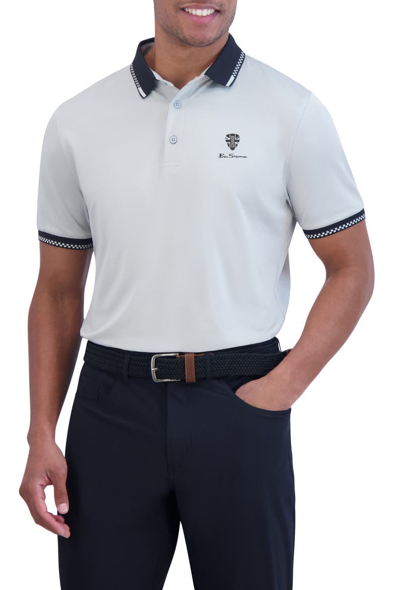 Checker Rib Air Piquè Golf Polo, Main, color, LIGHT GREY