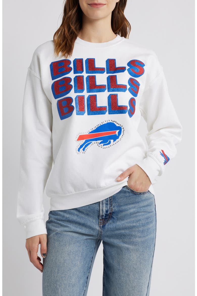 Bills Repeat Bling Cotton Blend Graphic Sweatshirt, Main, color, WHITE