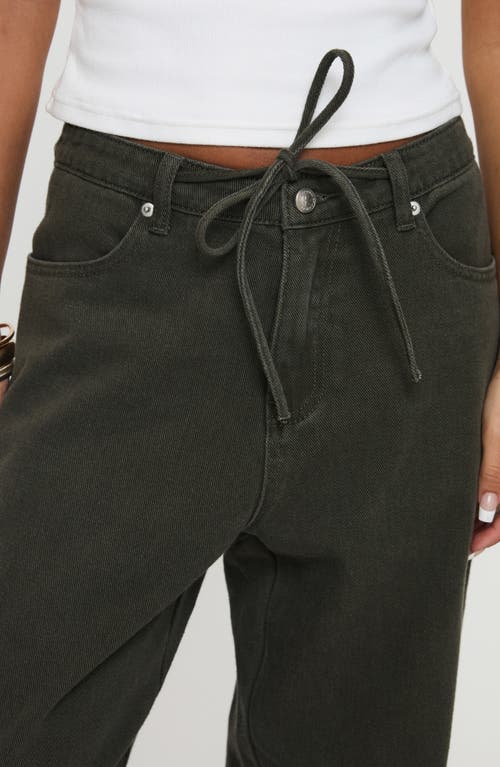 Princess Polly Bruiser Tie Waist Mid Rise Wide Leg Jeans