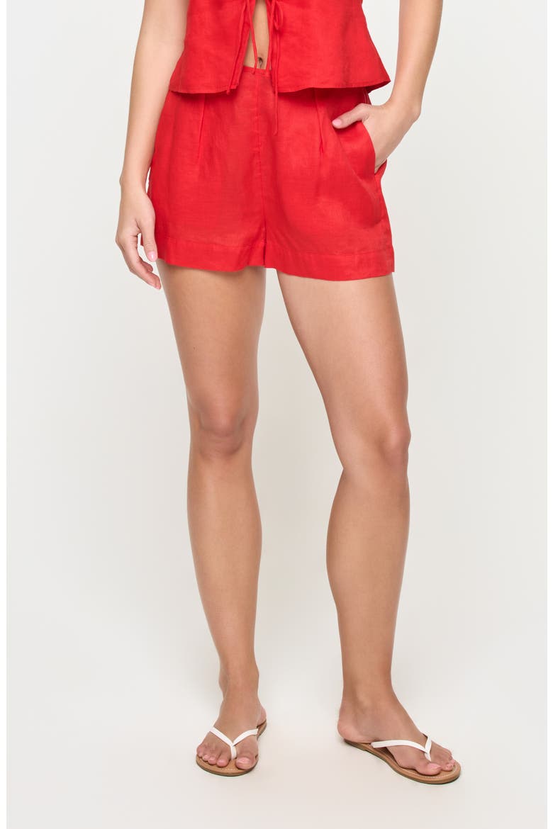 Lia Linen Cover-Up Shorts, Main, color, FLAME