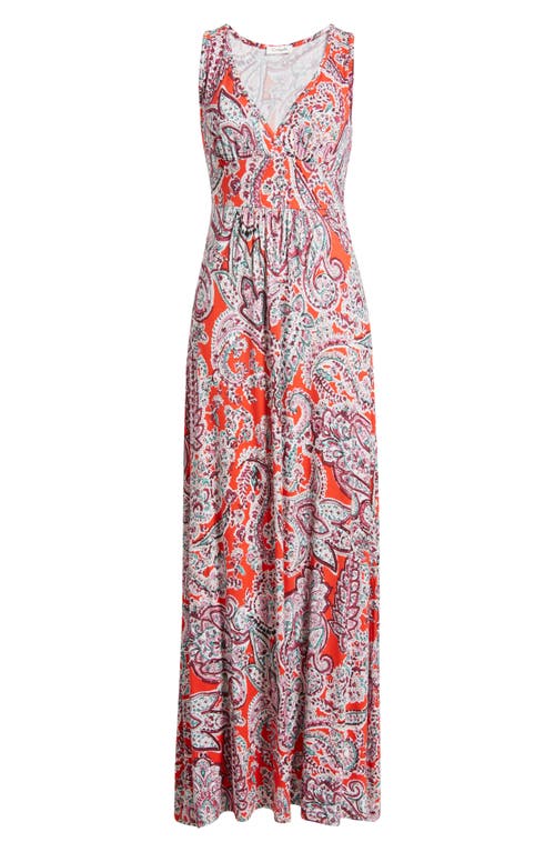 Loveappella Sleeveless Jersey Maxi Dress In Orange